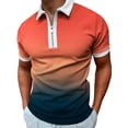 thumbnail image 2 of Txlixc - Polo de manga corta para hombre, cuello vuelto, diseño de patchwork, color degradado, con cremallera, informal Txlixc  Estilo de ocio, 2 of 9