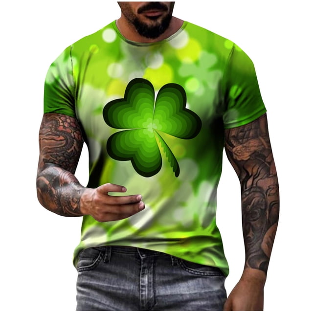 Camiseta diaria unisex del día de San Patricio para hombre, estampado gráfico en 3D, camisetas de manga corta, blusa informal Pompotops oipoqjl7388