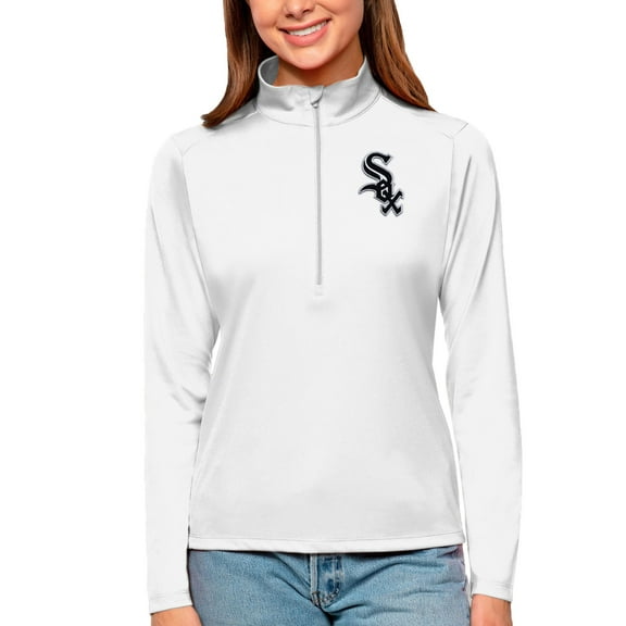 Women's Antigua White Chicago White Sox Tribute Quarter-Zip Pullover Top