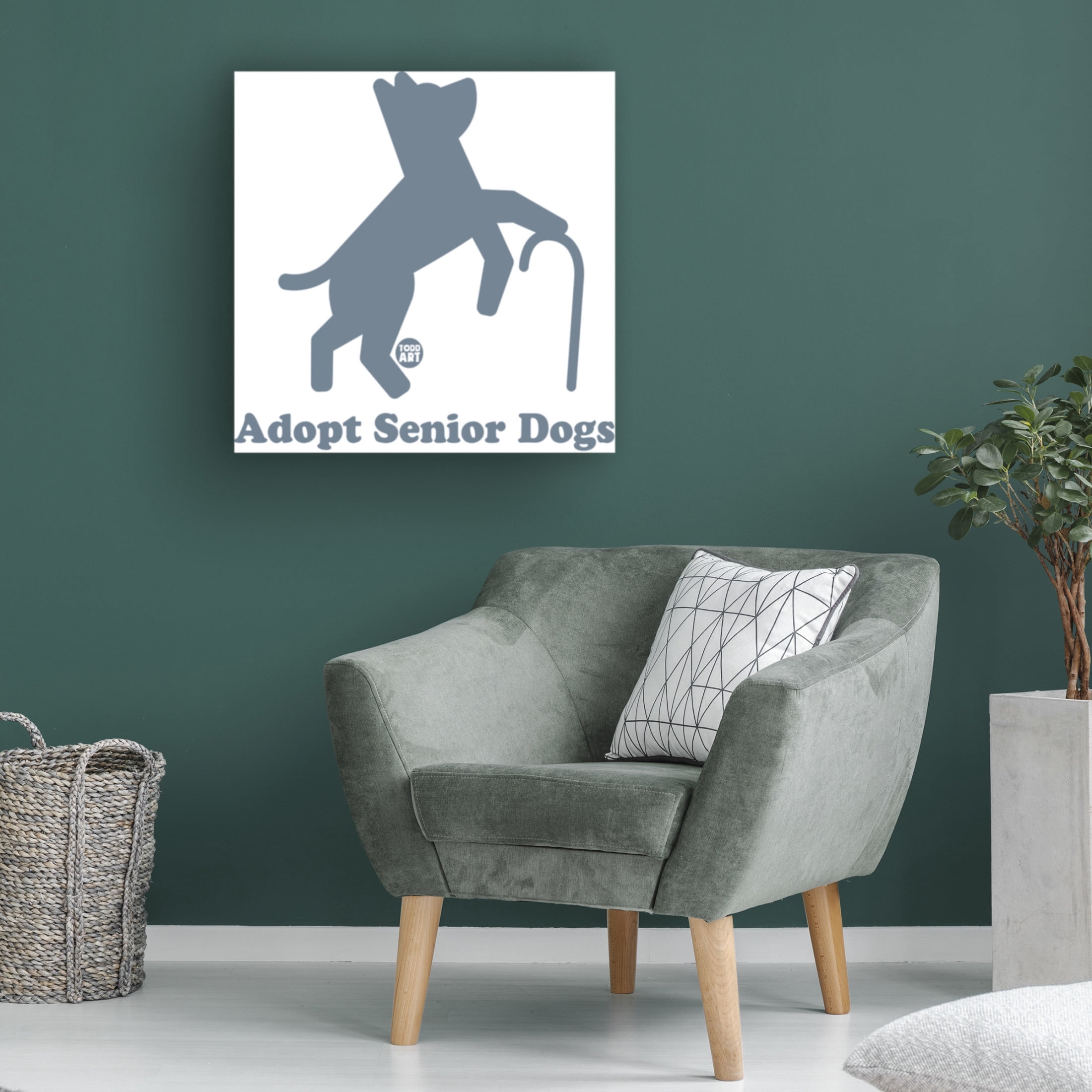 Canvas Wall Art - toddart 'Adopt Senior Dogs' Wall Art for Living Room, Bedroom, or Office Décor by Trademark Fine Art - 18 x 18 Inches