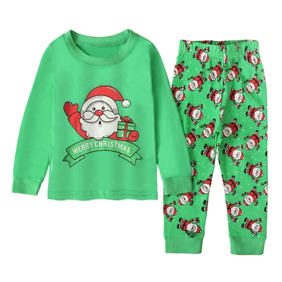 TIMIFIS Kids Christmas Pajamas Christmas Pajama Pants Christmas Santa Claus Boys And Girls Long-sleeved Top + Long Pants Two-piece Home Clothes Child's Set