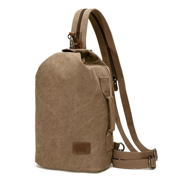 KL928 Canvas Sling Bag Small Crossbody Backpack Shoulder Casual Daypack Rucksack for Men Women