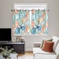 thumbnail image 4 of Coastal Kitchen Curtains Window Panels, Nautical Summer Beach Coral Starfish Shell Insulated Window Treatment Curtain, Grommet Curtains for Bedroom/Living Room/Bathroom, 2 Piece 52"Wx45"L, 4 of 8