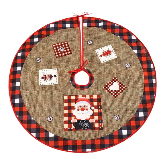 Hvmvliv Christmas Tree Skirt 36 inch Polyester Santa Snowflake Button Print Xmas Tree Bottom Decoration For Holiday Party Home Supplies Red