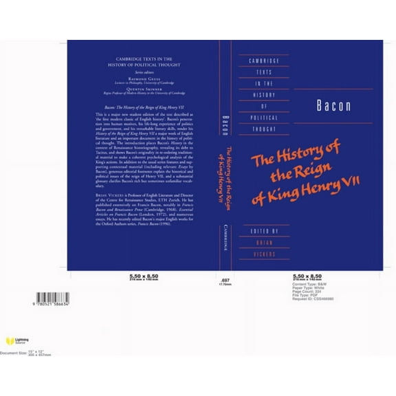 Cambridge Texts in the History of Politi Bacon: The History of the Reign of King Henry VII and Selected Works, (Paperback)