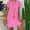 Pink, variant on Fatuov Women's Summer Dress Plus Size Short Sleeve Solid Color Casual Shirt Dress for Beach Crew Neck Midi Dress, Sizes XL, Dark Blue