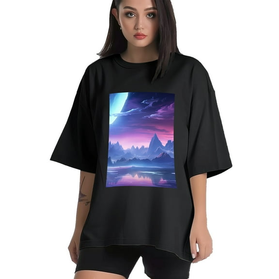 Plus Size Shirt for Women Black Tops for Women Short Sleeves Shirt for Women Sky In The Crystal 1 T Shirt Crewneck Shirt for Women XS