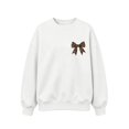 thumbnail image 2 of Fall Hoodless Sweatshirts for Girl Loose Leopard Bow Printed Long Sleeve Crew Neck Solid Color Fashion Casual Pullover Tops White 01 7-8 Years, 2 of 7