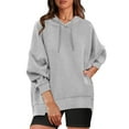 thumbnail image 2 of Womens Oversized Hoodies Dropped Pullover Sweatshirts with Side Pockets Trendy Drawstring Winter Fall Outfits (2XL, Gray), 2 of 7
