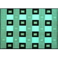 thumbnail image 1 of Ahgly Company Machine Washable Indoor Rectangle Checkered Turquoise Blue Modern Area Rugs, 4' x 6', 1 of 4