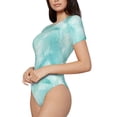 thumbnail image 2 of Haiem Blue Marble Women's Crew Neck Short Sleeve Bodysuit Tops Stretchy Slim Basic-X-Large, 2 of 9
