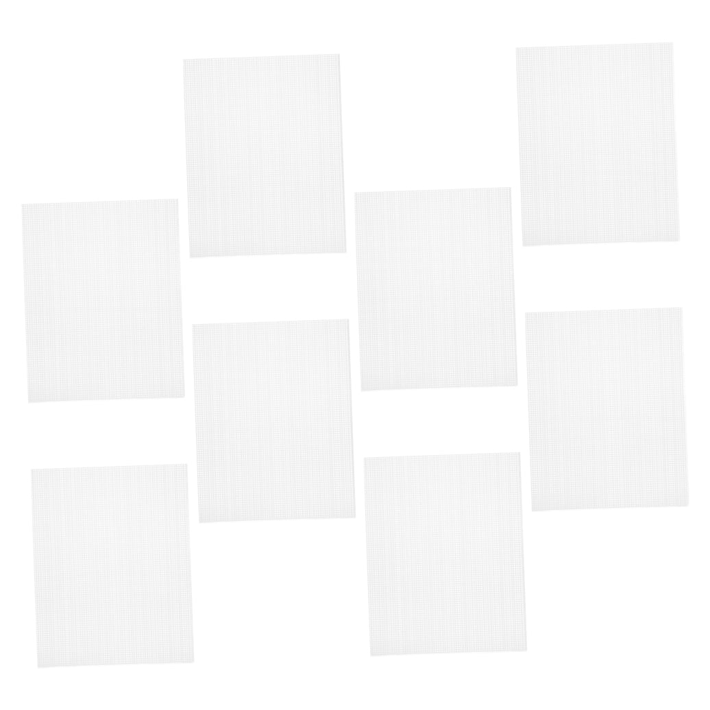 OUNONA 8Pcs Flexible White Plastic Mesh Canvas Sheets for Crafting Knit Crochet and Needlework