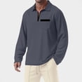 thumbnail image 5 of sdhkgrrt Men's Collared Long Sleeve Zipper Pullover Fall Winter Casual Basic Tops Fashion Trendy Work Business Outfits Clothes, Navy L, 5 of 6