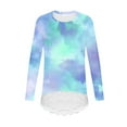thumbnail image 5 of aohooy Long Sleeve Shirts for Teens Tie Dye Boho Casual Crewneck Tunic Lace Trim Hem Trendy Blouses Cute Fall Pullover Loose Soft Tops Mint Green,12-13Years, 5 of 6