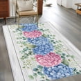 thumbnail image 4 of Area Rug for Living Room, Blue Pink Hydrangea Non-Slip Indoor Large Carpet for Bedroom/Dining Room, Eucalyptus Leaves Wooden Summer Botanical Washable Low-Profile Floor Mat Runner Rugs - 2.7 x 5 Ft, 4 of 7