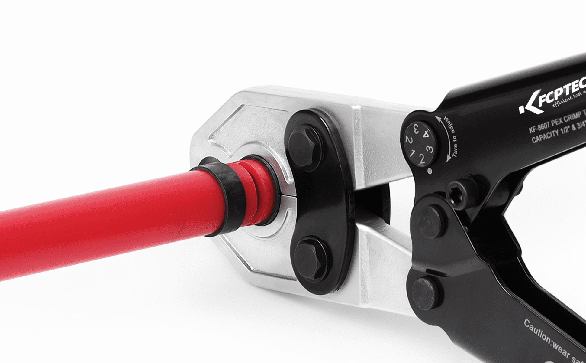 KF CPTEC 1/2'' & 3/4'' Combo PEX Crimping Tool for Copper Crimp Rings with Go/No-Go Gauge, Meets ASTM F1807 Standard, Durable Plumbing Tool