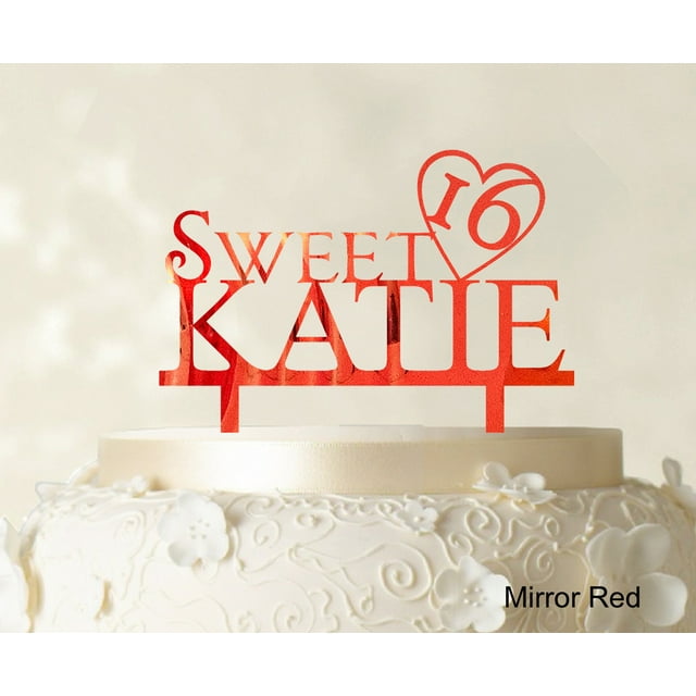 Personalized Birthday Cake Topper Mirror Cake Topper Color Option Available 5-7 Inches Wide
