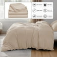 thumbnail image 2 of IR Imperial Rooms 3 PC Duvet Cover Set Queen Size Plain Button Closer Soft Brushed Microfiber Cream Color 90 x 90 Inches, 2 of 7