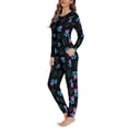 thumbnail image 2 of SCRAWLGOD Dog Paw Print Womens Pajamas Set of 2 Pjs Sets for Women Long Sleeve and Pants Size L Crewneck Pajama Set with Pockets Comfy Loungewear Sets Women, 2 of 6