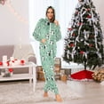 thumbnail image 2 of Adult Christmas Onesie Penguin Flower Pattern Zipper One-Piece Pajamas Unisex with Pockets, 2 of 6
