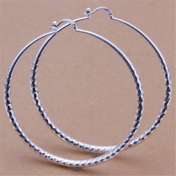 Pendiente de plata de 7CM para mujer, joyería de círculo grande, bonito regalo de boda, envío gratis, E289
