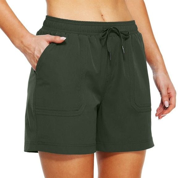 Women's Hiking Shorts with Pockets Quick Dry Lightweight Outdoor Summer Shorts for Women Fishing Climbing Army Green S