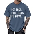 thumbnail image 2 of adaychics Mens Christian T Shirts Pet Dogs Love Jesus Be Happy Casual Crewneck Short Sleeve Graphic Tees for Sports, 2 of 7