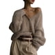thumbnail image 1 of Cárdigan de Mujer, Suéter de Larga, Cárdigan con Botones y Cuello en V, Prenda de Punto de Moda. Caqui M, 1 of 8