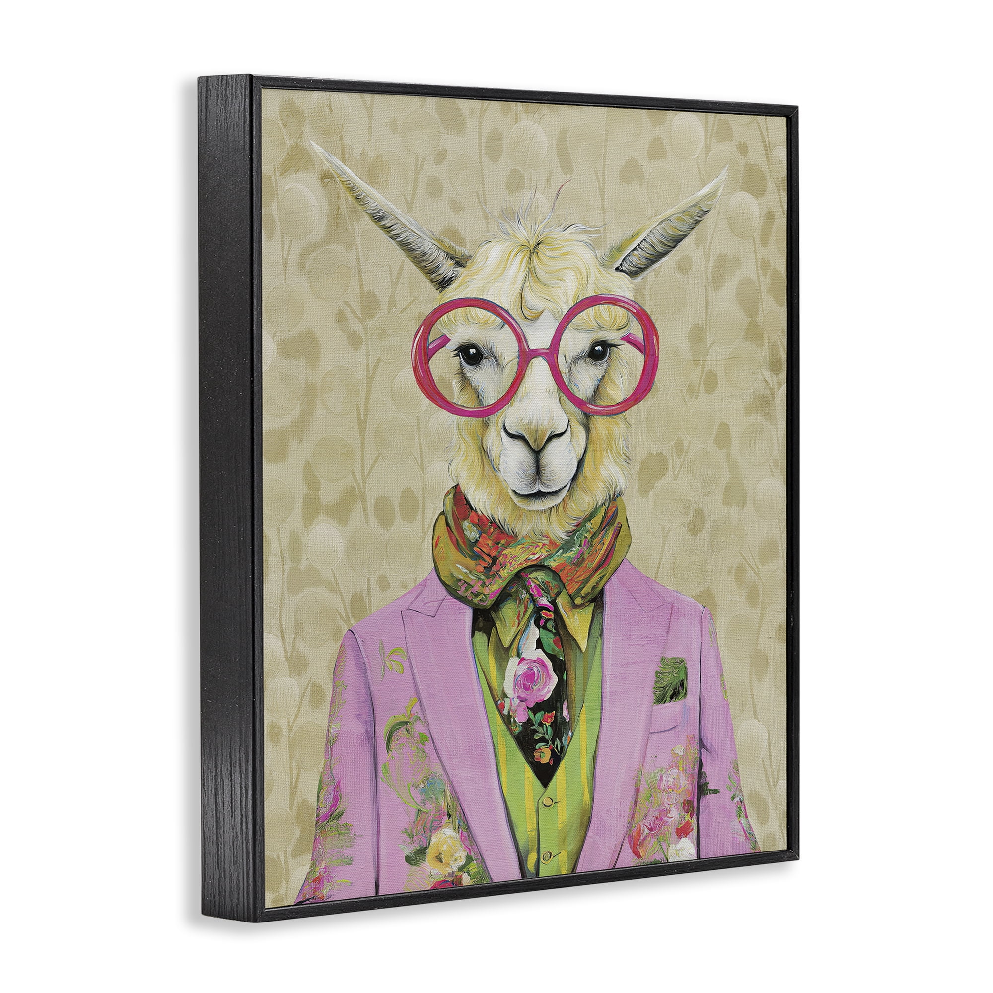 Stupell Industries Stylish Llama with Glasses Black Framed Giclee Art, design by Svetlana Aleynikova