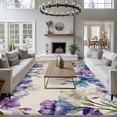 thumbnail image 4 of Blue Purple Flowers Area Rug 5x7 Washable Rug Non Slip Spring Seasonal Botanical Florals Large Area Rug Soft Stainresistant Indoor Floor Carpet for Living Room Bedroom Home Office Dining Room Nursery, 4 of 8