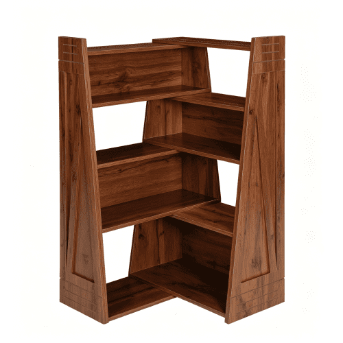 TrumanPick 3-In-1 Convertible Modular Bookshelf with Multi-Grid Walnut Finish