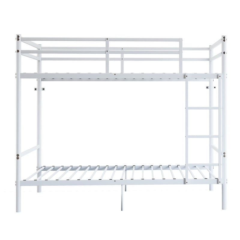 Metal Bunk Bed Twin Over Twin, Heavy-Duty Steel Bunk Bed with 14.29" High Guardrails, 19 Metal Slats per Bunk, 400+ lbs Weight Capacity, Under-Bed Storage, for Kids, Teens & Adults