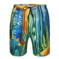thumbnail image 3 of Pofeuu Bright Paper Cactus Scene Prin Men's Swim Trunks Quick Dry Bathing Suit Swimming Board Shorts Mesh Lining Beach Swimwear-Small, 3 of 6
