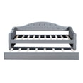thumbnail image 6 of Twin Size Tufted Upholstered Daybed with Trundle, Velvet Sofa Bed with USB & Type-C Charging Ports, Wooden Bed Frame with Slats Support, No Box Spring Needed, Gray, 6 of 9