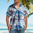 thumbnail image 2 of Yghzkop Men's Hawaiian Print Short Sleeve Shirt Button Down Turndown Collar Tropical Vacation Beach Party Aloha Casual Linen Shirt Summer Resort Wear, 2 of 5