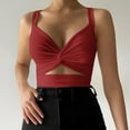 thumbnail image 2 of Playeras,Blusas y Tops,Ropa para Mujer Mujeres camisetas sin mangas Dressy Casual Mujeres Strappy Bowknot Color sólido Sexy Strappy Hollow Out Slim Fit Chaleco espalda abierta Tirantes (Red, S), 2 of 6