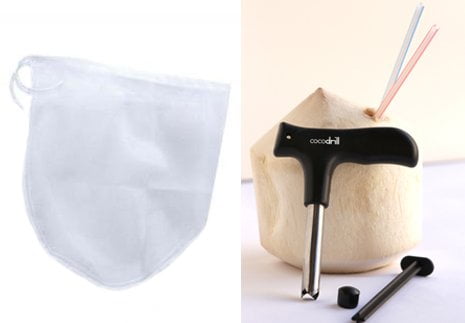 Karma Kitchen Nut Milk Bag + CocoDrill Coconut Opener Tool 1 Gallon XL Nutmilk For Sprouting, Juicing Open Young Water