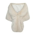 thumbnail image 4 of QSAWXQZ Faux Fur Shrug for Women Soft Fluffy Open Front Shawl Wrap for Evening Dresses and Weddings Beige Free Size, 4 of 6