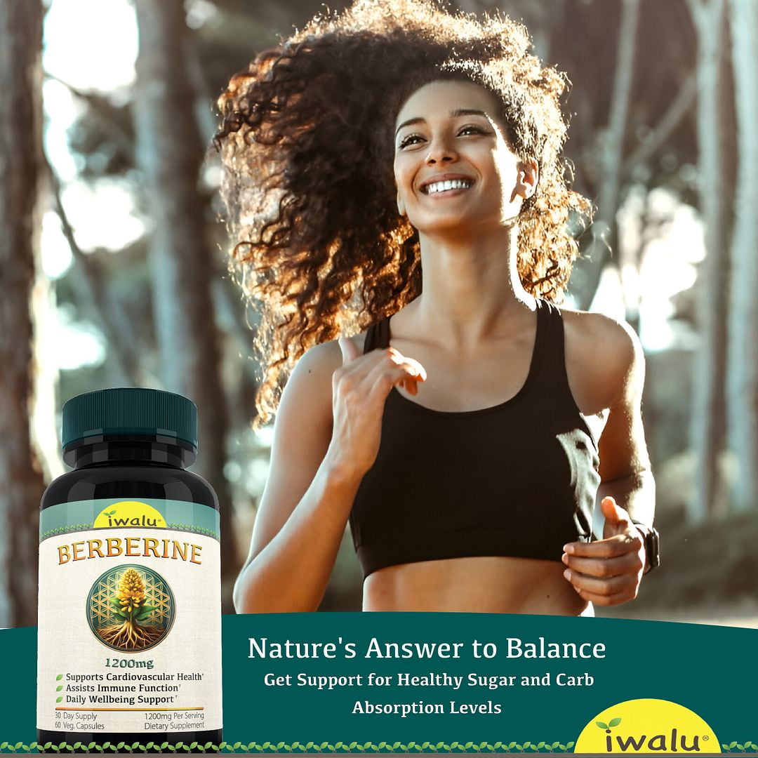 Iwalu Berberine Complex 1200mg | Metabolic Balance & Digestive Wellness | 60 Vegan Capsules | NSF Certified & USA Made