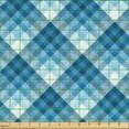 thumbnail image 2 of Ambesonne Navy Plaid Fabric by the Yard Upholstery, Abstract Diagonal Lines, 3 Yards, Sky Blue Sky Blue, 2 of 5