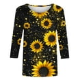 thumbnail image 5 of CYMMPU Shirts Floral Printed 3/4 Length Sleeve Summer Fall Basic Tees Crewneck Plus Size Tunic Tops Business Work Blouses Vintage 2025 Clothes for Women Black XXXXL, 5 of 5