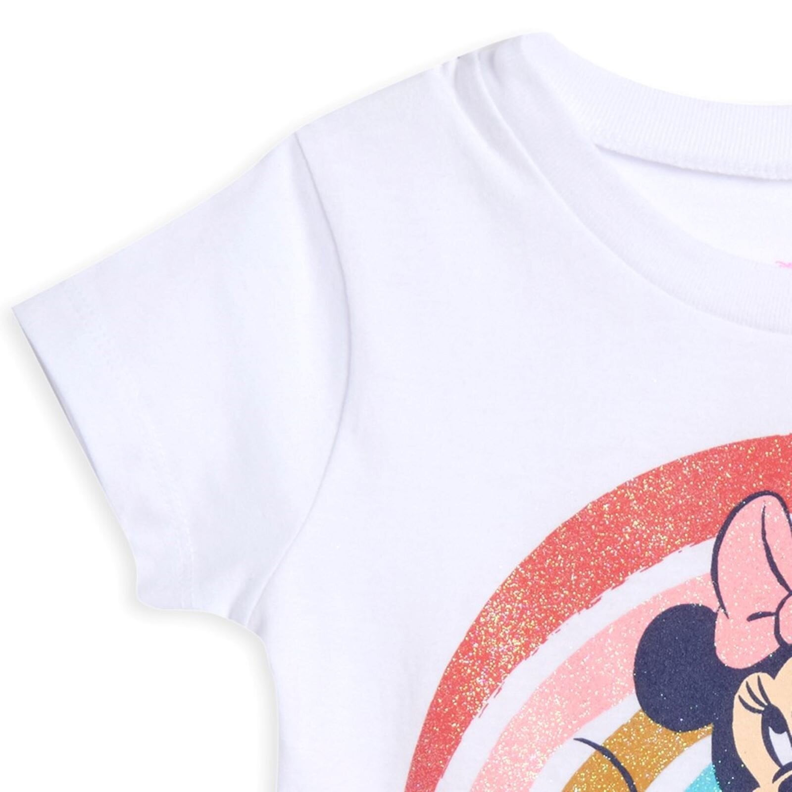 Disney Minnie Mouse Infant Baby Girls T-Shirt Bike Shorts and Scrunchie 3 Piece Outfit Set Infant to Big Kid