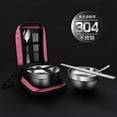 thumbnail image 4 of NAMZI Camping Hiking Tableware Set, Portable Stainless Steel Bowls & Cutlery with Picnic Bag, Durable Outdoor Tableware-Red, 4 of 4