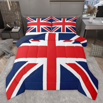 Castle Fairy UK Flag Twin Comforter Sets,Minimalist Vintage Stripes Bedding Set