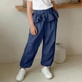 thumbnail image 4 of zbxnLI Girls Casual Pants Elastic Waist Ruffle Wide Leg Pants Fashion Cute Loose Trousers for Kids 2-12 Years, 4 of 8