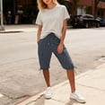 thumbnail image 3 of Hngshg Plus Size Cargo Capris for Women Bow Drawstring Solid Color Casual Pants with Pockets Summer Vacation Workout Pants, 3 of 7