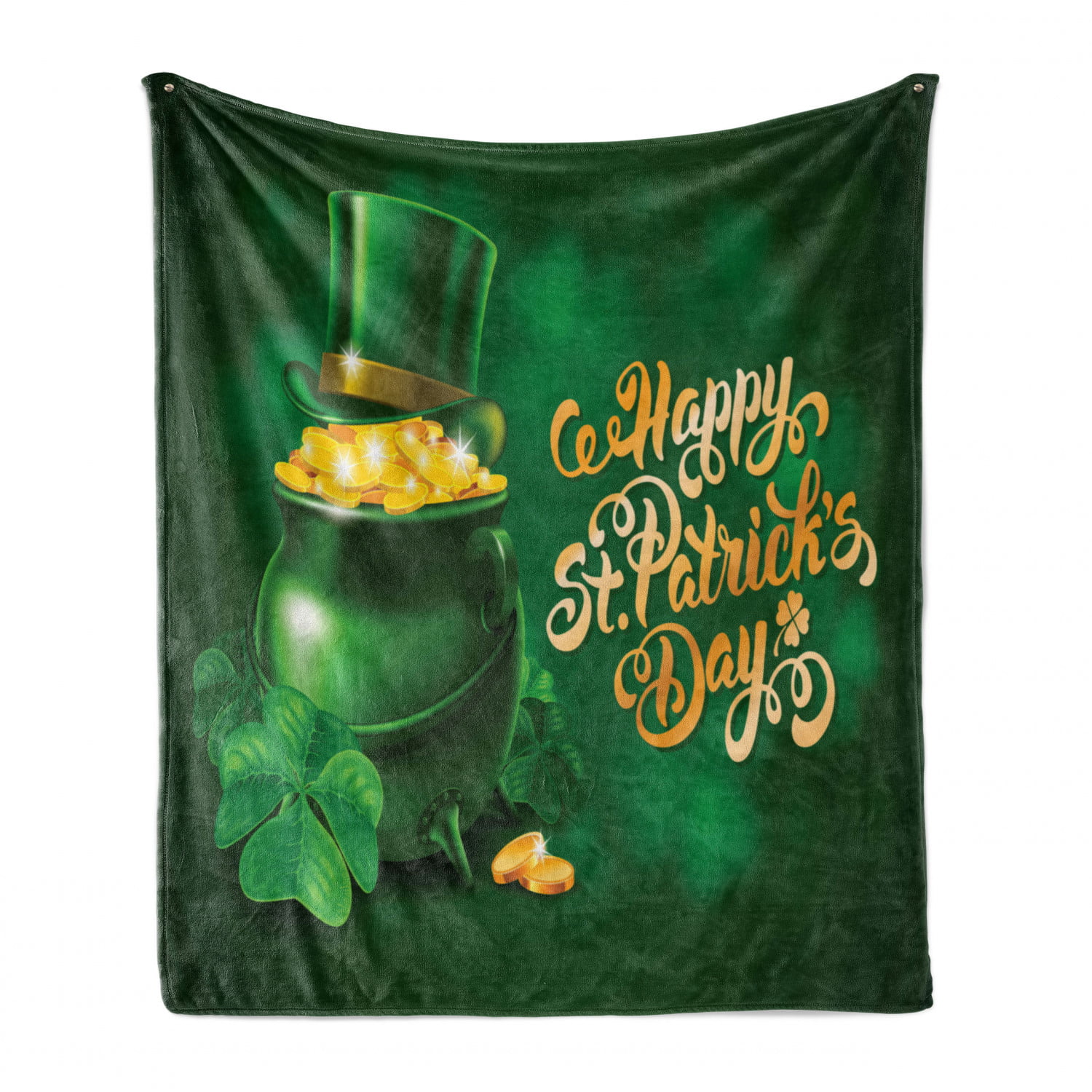 St Patrick's Day Blanket 60x80 Inches Lucky Shamrock Blanket Irish Woman Fleece Blanket 