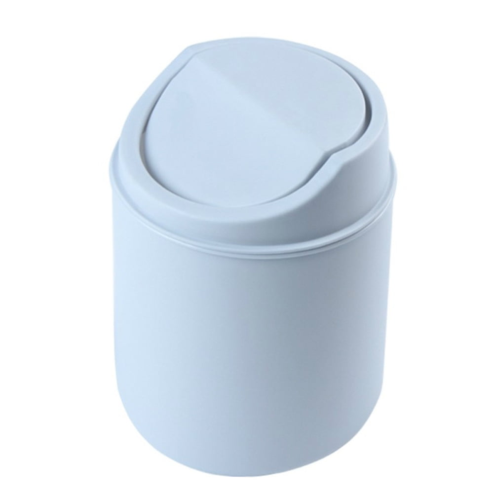 Pyltt Round Small Trash Can with Swing Lid 0.5Gal Plastic Desktop Garbage Can Tiny Wastebasket for Home Office
