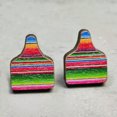 thumbnail image 5 of Wood Rainbow Stripe Cow Tag Texas Map Leopard Cactus Cross Western Stud Earrings, 5 of 9
