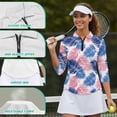 thumbnail image 6 of Uorisanigo Palm Leaves Women's Golf Shirt Size L Versatile Moisture Wicking Casual Tennis Activewear Comfortable Breathable 3/4 Sleeve Athletic Tops with Zip Up Collar for Women, 6 of 7